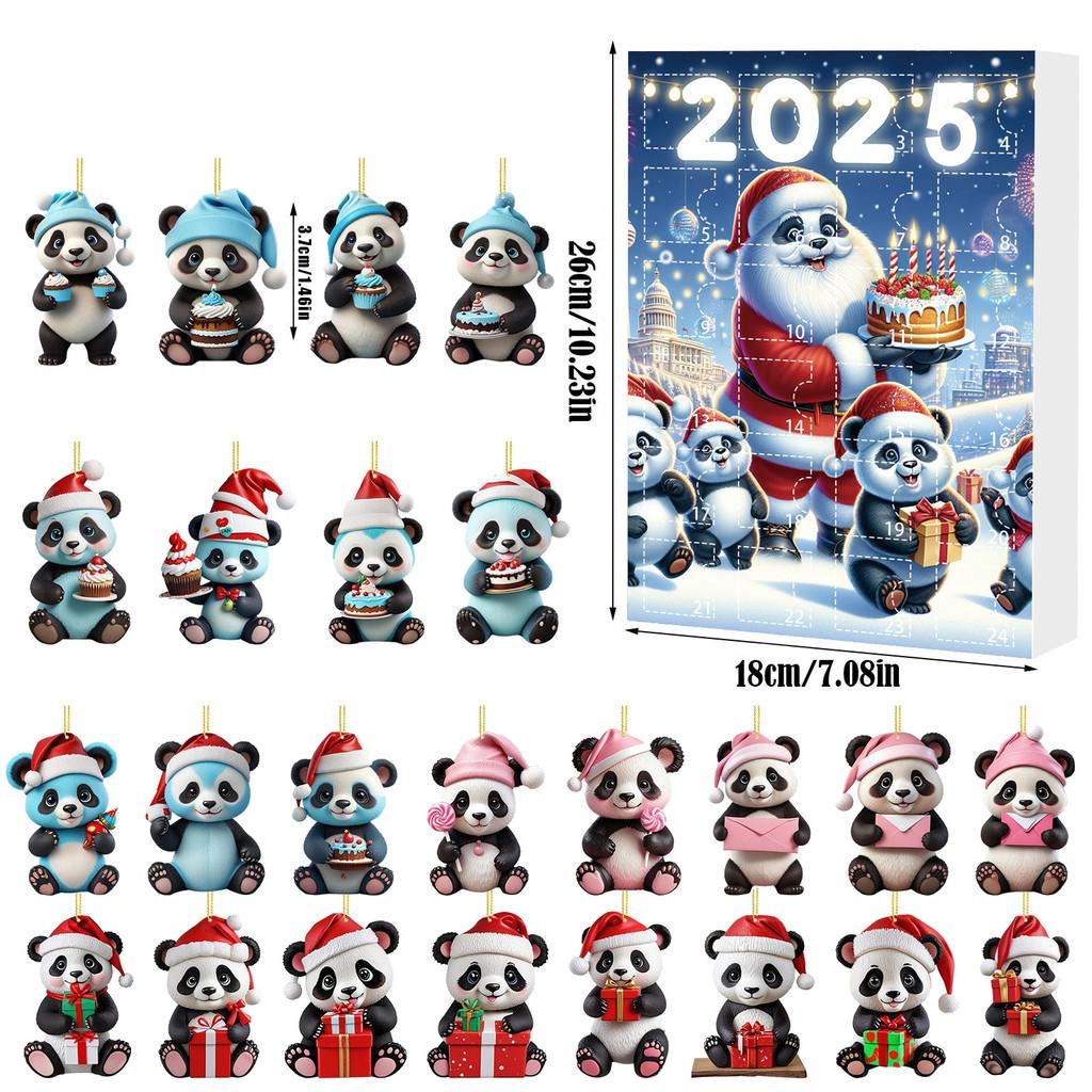 Christmas Panda Countdown Calendar With Acrylic Components For Holiday Decor Gift For Kids