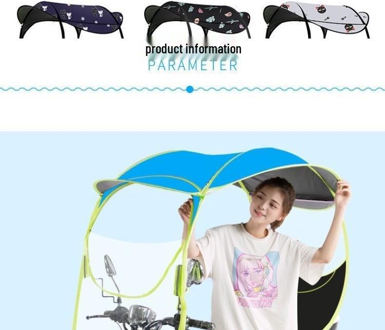 Detachable Electric Vehicle Sunshade Canopy - Thickened Windshield Awning for Battery Cars