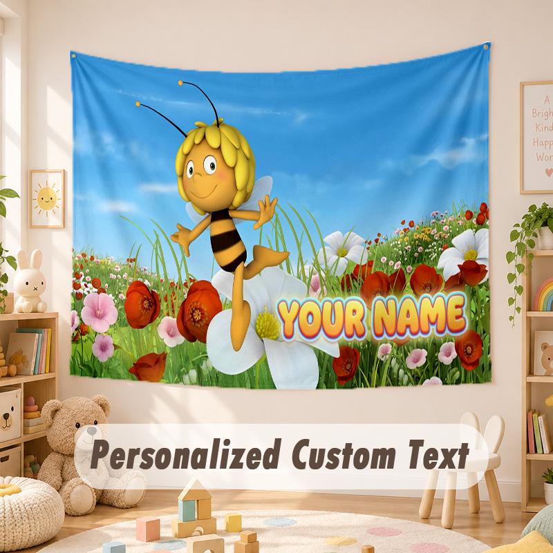 Custom Name Text Tapestry,Bing Bunny Boho Wall Hanging, Decorative Backdrop Tapestry For Room
