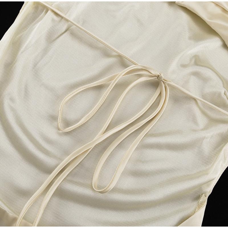 Backless Lace-Up Satin Mini Dress Women's Long Sleeve Elegant Fashion Bandage Sexy Dress Ladies Hollow Out Party Dress Ne