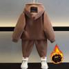 Kinder Winter Plus Samt Warme Pullover Hosen Zwei Pcs Set Jungen Mädchen Baumwolle Sweatshirts Sport Casual Kleidung Anzug