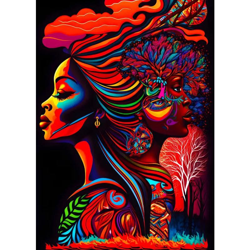 African Artwork Posters Abstract Elegant Nature Women Canvas Painting HD Print Wall Art Pictures for Living Room Home Decoration
