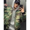 Unisex Camouflage Reversible Winter Bomber Jacket: Thickened Cotton Short Coat