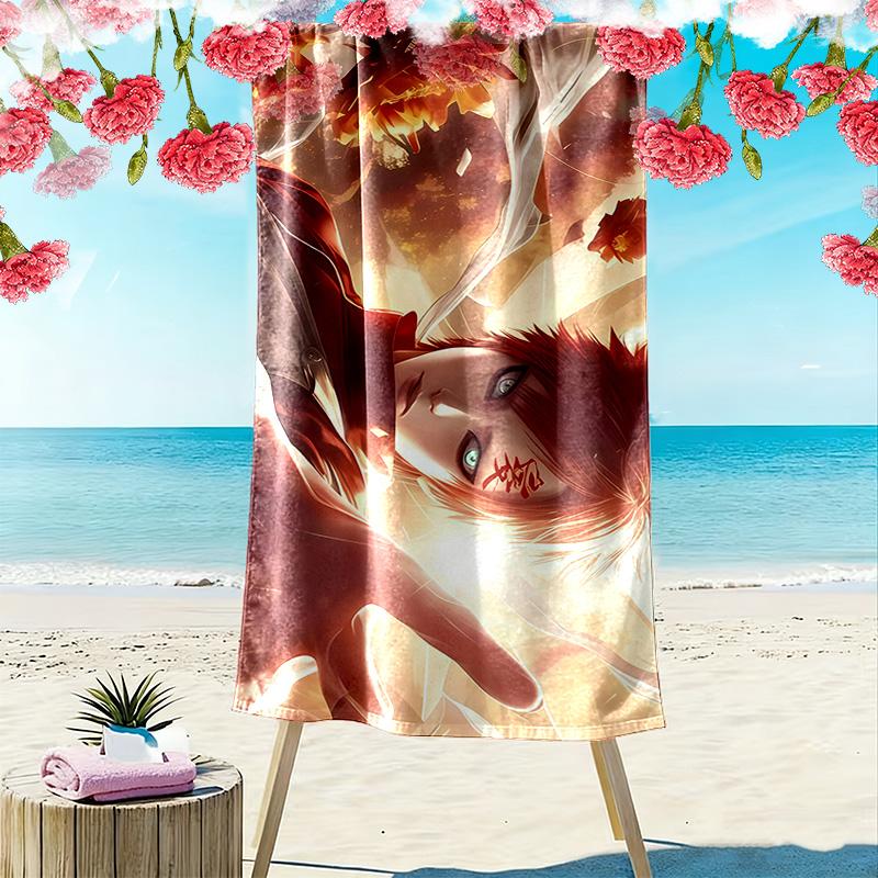 Gaara Red Theme Print Beach Towel, Large Soft Quick Dry Towel for Beach Camping Swimming