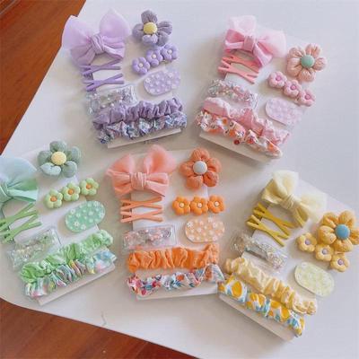 Korean Children's Floral Bow Hairpin & Cute Hair Clip Set for Girls