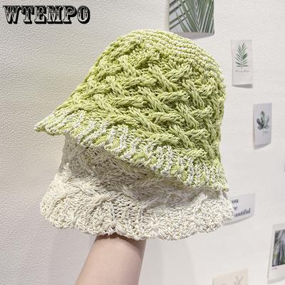 Summer Female Fisherman's Hat Sunshade and Sunscreen Beach Sun Hat Hollow Breathable Woven Fisherman's Hat