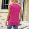 IHUASU Spring and Summer Solid Color Round Neck Sleeveless Vest Metal Ring Loose Top