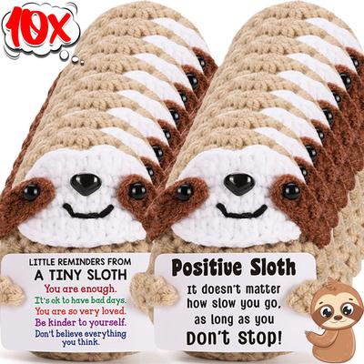 Poupée Paresseux au Crochet Positive avec Carte Décoration de Maison Chambre Tricoté à la Main Soutien Émotionnel Ornement Animal Paresseux Cadeaux d'Anniversaire
