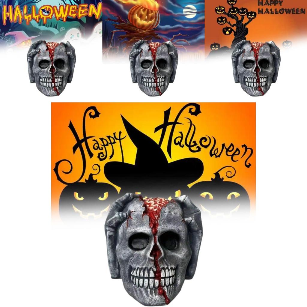 Halloween Skull Decor Figurine With Latex Material For Festive Atmosphere