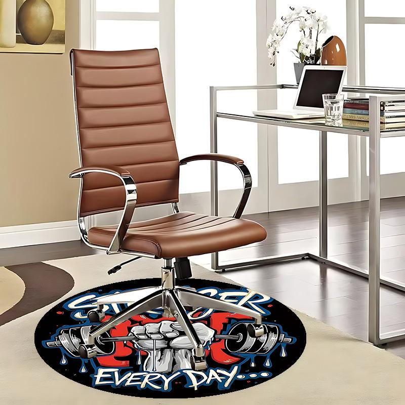 

1pc Stronger Every Day Gym Motivation Round Carpet Office Chair Mat, Anime Design, Non Slip Rug for Home Decor 80cm