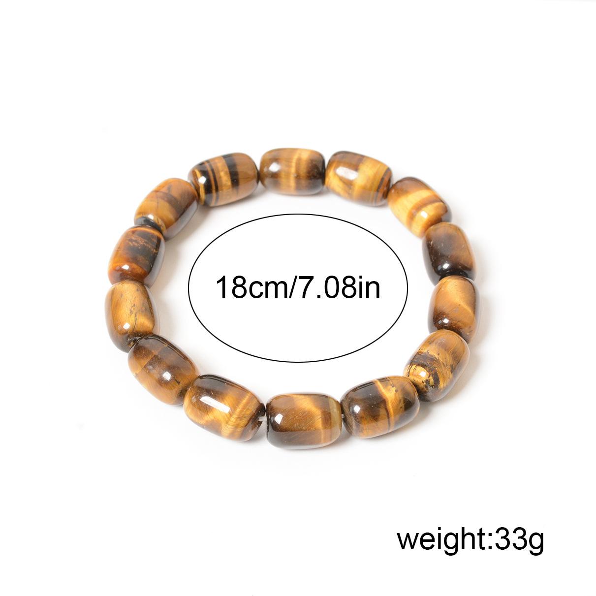 Natural Yellow & Red Tiger Eye Barrel Beads Bracelet for Men & Women with Single Loop