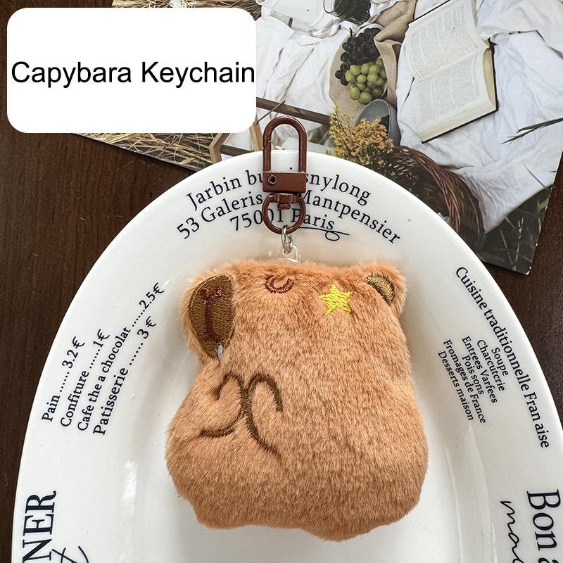Kawaii Cartoon Capybara Plüsch-Schlüsselanhänger Anhänger Weiche Capybara Brosche Niedliche Neuheit Rucksack Dekoration Zubehör Geschenke