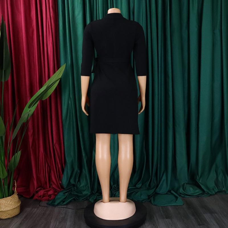 Übergröße Damen Blazer Kragen Schnürung Taille Falten A-Linie Kurzes Kleid