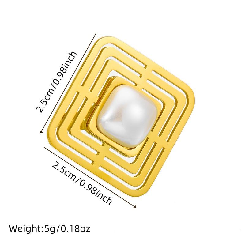 DIEYURO 316L Stainless Steel Gold Colour Radiant Pearl Flower Rhombus Ring For Women Fashion New Finger Ring Jewelry Gift Party