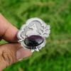 925 Silver Oval Ruby Zoisite Stone Birthday Mother Statement Bezel Ring Jewelry