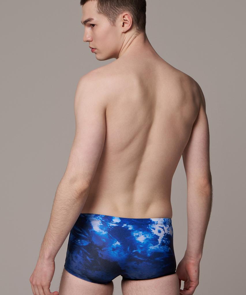 Laelliseupocheu [Osmr672 Blu] Mono Flower Sturdy Short Square Men'S Swimsuit Blue