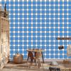 Blue and Azure Checkered Wallpaper for Living Room and Bedroom 50x1000
