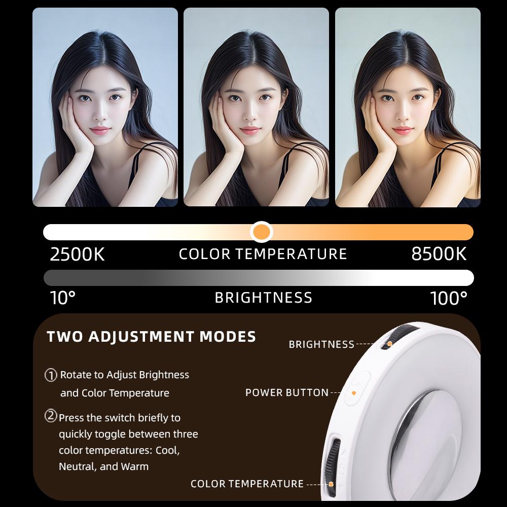 BRDRC MagSafe Selfie Light for iPhone 16 15 14 13 12 Pro Max Magnetic Fill Light Adjustable Phone Stand Vlog Video Photography