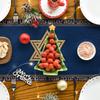 Candle Menorah Hanukkah Table Runner, Hexagram Chanukah Holiday Kitchen Dining Table Decoration for Home Party Decor