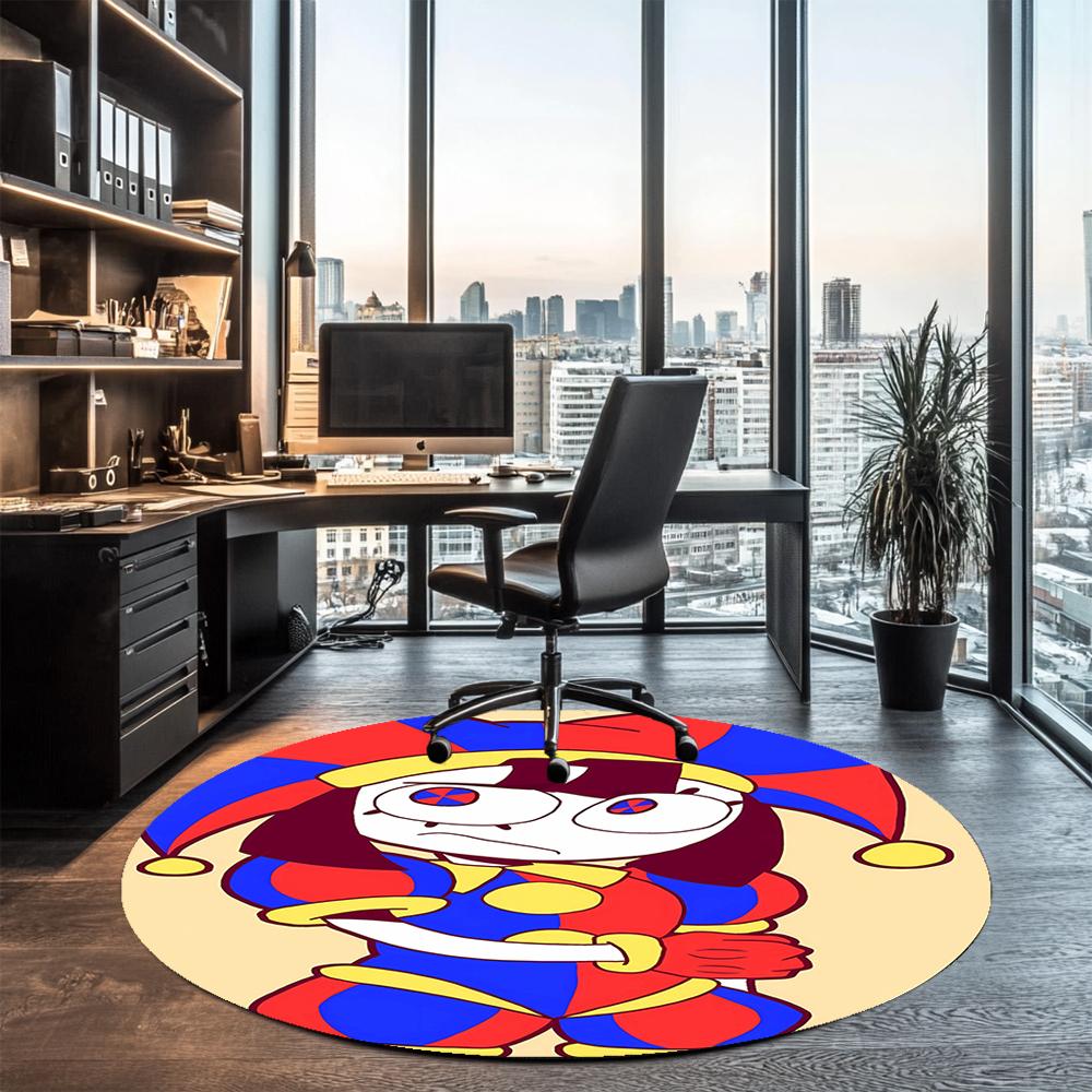 The Amazing Digital Circus Printed Round Rug Carpet Chair Rug Area Rug Entryway Doormats,for Office Chair Living Room Bedroom Kitchen Room.