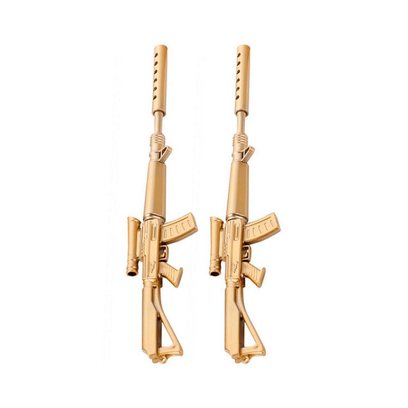 3Pcs/Set New Arrival Creative Stationery Gun Gel Pen Replaceable Pen Refill for Toy or Gift 0.38mm (Color: Gold)