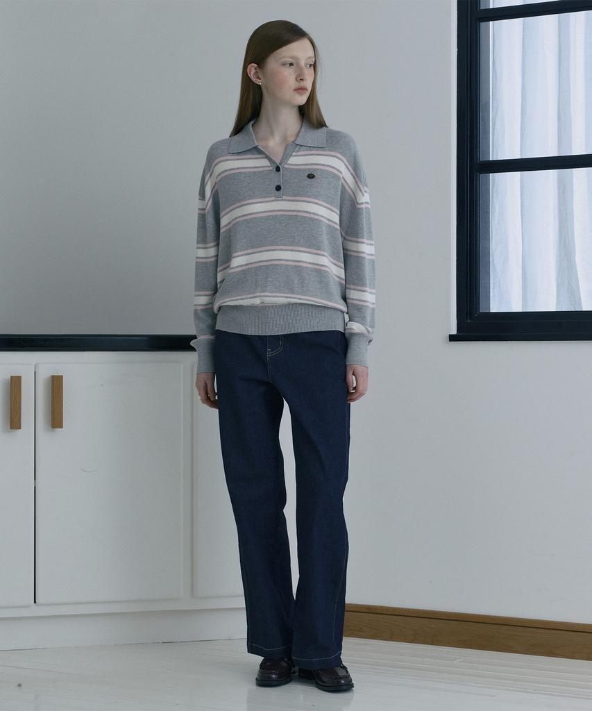 JUCYJUDY Striped Collared Knit Pullover J1Kt121F