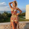 European and American Summer New Women's Clothing Sexy Neck Strap Halter Print Dress