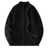 Men's Solid Color Textured Casual Sports Loose Fashion Knitted Zipper Top Jacket