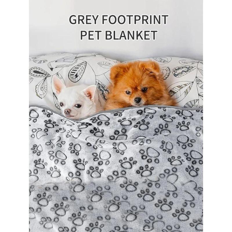 Cartoon Niedliches Pfotenmuster Hund Schlafdecke Super Weiche Plüsch Haustierdecke Warme Kuscheldecke für Hunde Katzen Welpen Decken für Couch Sofa Bett
