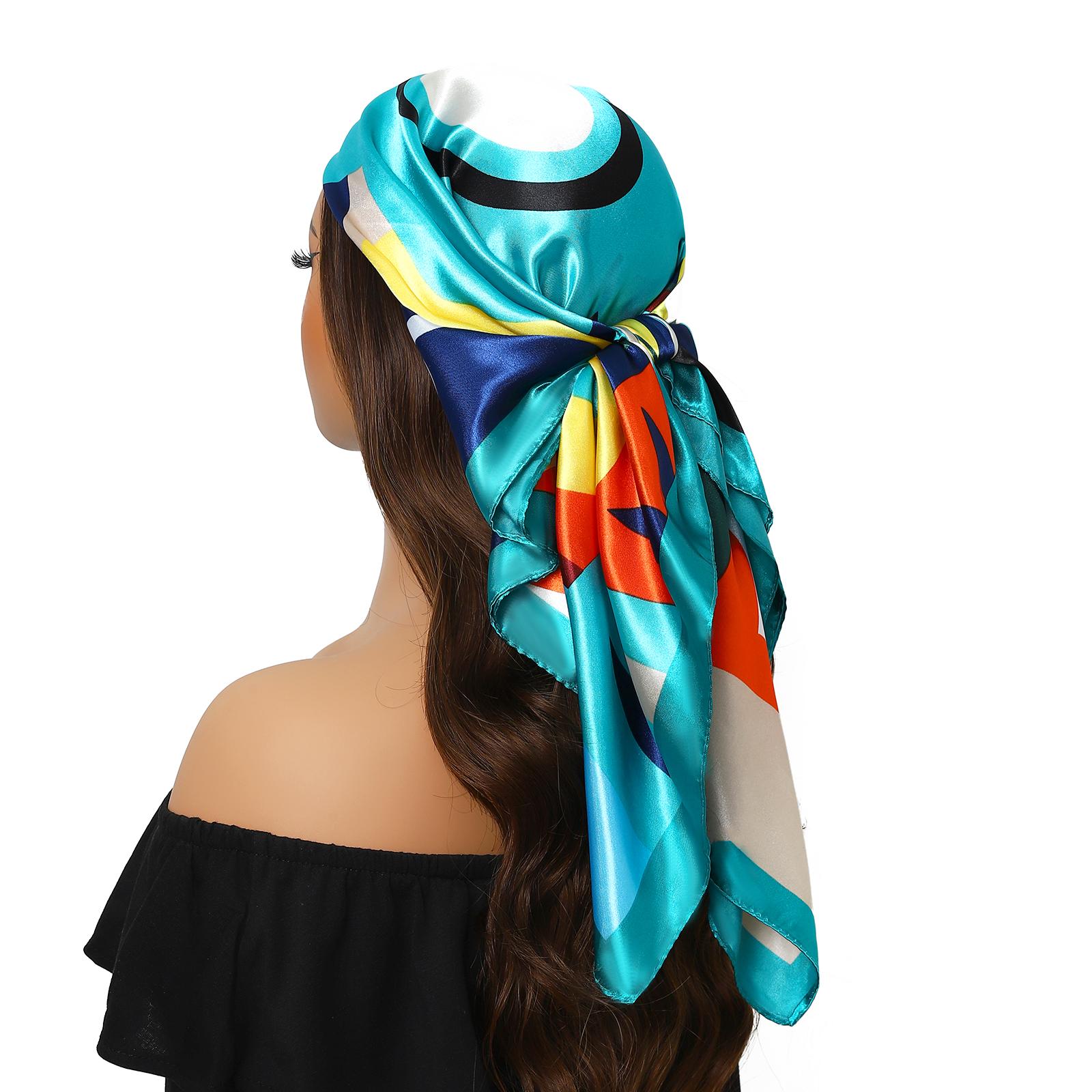 

новый 90*90см Винтажные цветы Квадратный шарф Женский шелковый платок Шейный платок Женский принт Повязка на голову Головные уборы Фуляр Хиджаб Резинки для волос 90X90CM