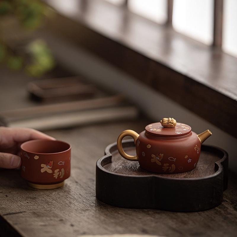 Baicai pot purple sand tea set, one pot and two cups of merchandise tea gift box, home office tea gift gift