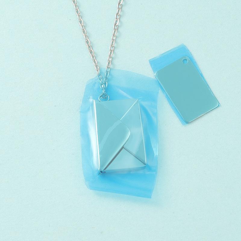 Trendy Minimalist Stainless Steel Envelope Pendant Necklace - Love Letter Valentine's Gift