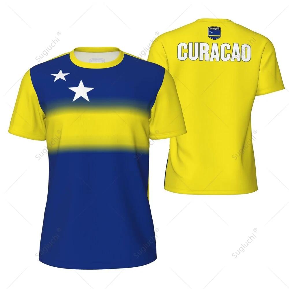 Hengyuan33 CURACAO Vlag 3D Print Sport Sneldrogend Ademend Heren T-shirt Buiten Voetbalshirt Casual Korte Mouw Ouder-kind Kleding Top 3XL