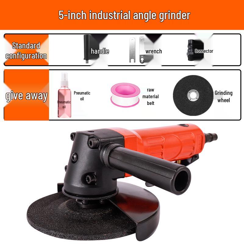 4" Pneumatic Angle Grinder, 5" Industrial-Grade Multipurpose Air-Powered Polisher & Cutter.