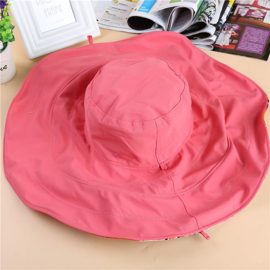 Korean version sun hat women's summer foldable large edge flower cloth hat sun hat double-sided super fire