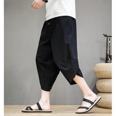 Pantaloni Harem Corti da Uomo Stile Cinese a Gamba Larga - Pantaloncini Casual Trendy Oversize Plus Size