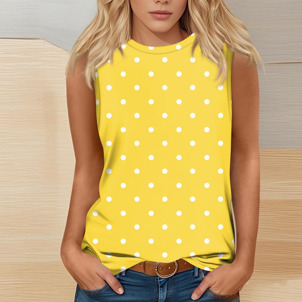 Women's Fashion Casual Easter Printed Round Neck Sleeveless T-Shirt Tops