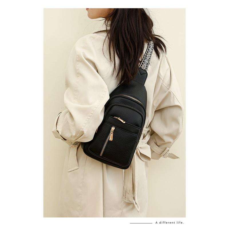Die neue Damen PU Brusttasche Einfach und leicht, Mehrfachteiliges lässiges Messenger Bag, Einfarbige Allround-Umhängetasche