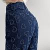 Pantaloni larghi in denim jacquard Love estivi a vita alta larghi dritti da mocio sezione sottile