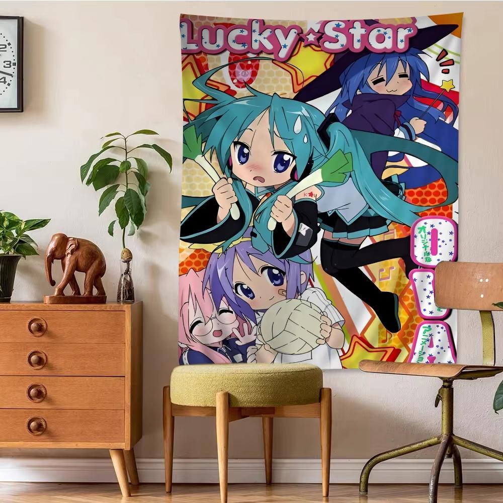 Lucky Star Wandteppich Konata Izumi Hatsune Miku Cosplay Anime Wandbehang Raumdeko für Fans Schlafzimmer Wohnheim Heim Hintergrundtuch