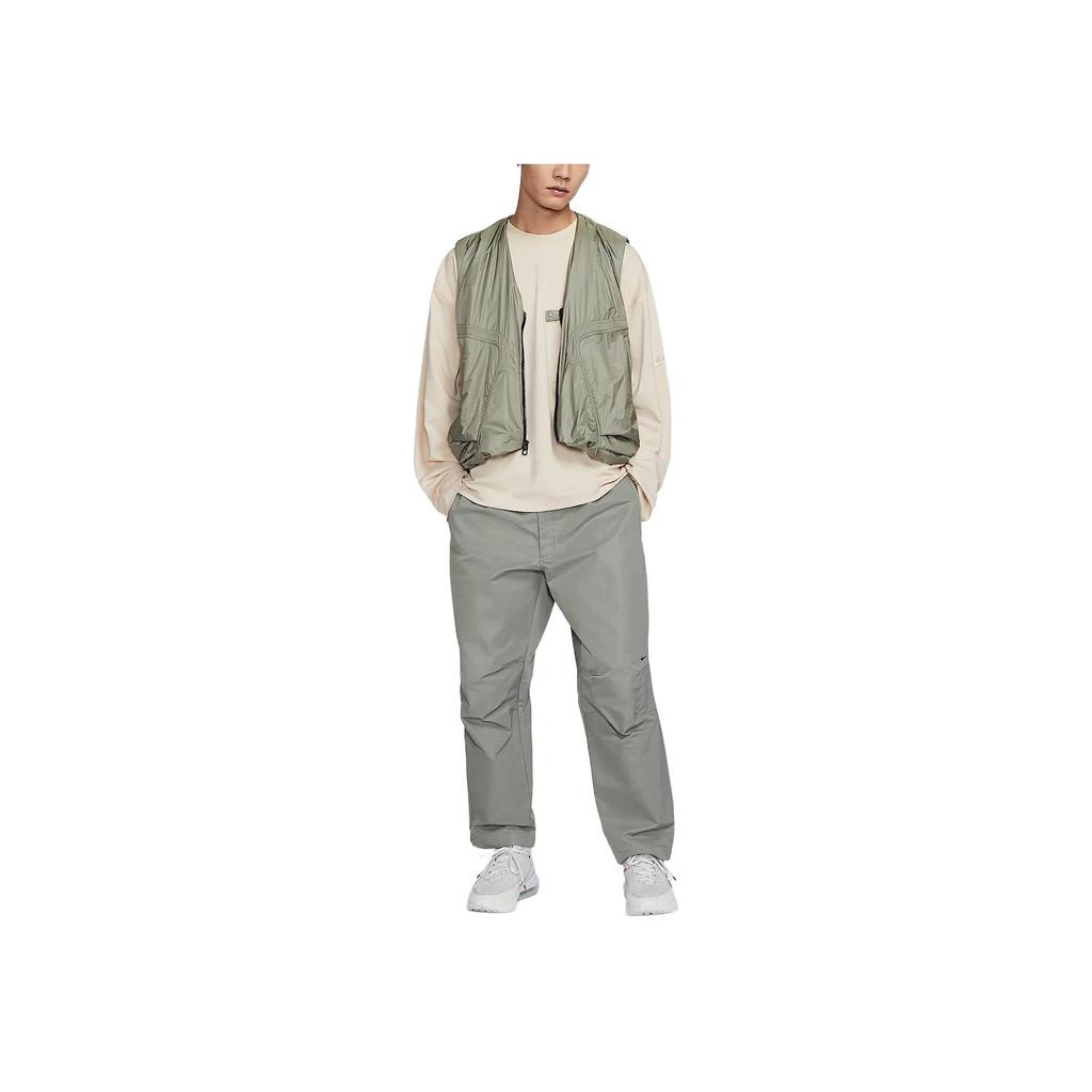 Nike Tech Logo Vintage Pesca Tessuto Largo Caldo Gilet Uomo gilet Verde Militare Chiaro Nero HM4263-320