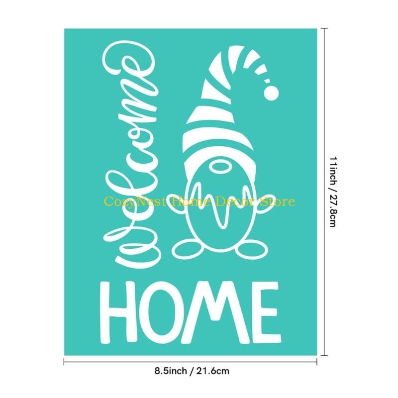92MF Self-Adhesive Silk Screen Printing Stencil Christmas Gnome Reusable Mesh Stencil Transfer Washable for DIY Painting Silk