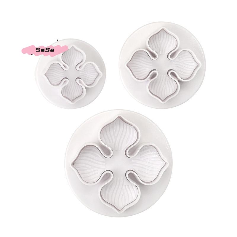 3Pcs/Set Plastic Hydrangea Fondant Cake Decorating Plunger Cutter Flower Blossom Mold for Home Cake Decorating Tools Set