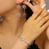 Earrings Bracelet Double Sun Spiral Pendant Retro Ethnic Style Bracelet Micro-Paved Cubic Zirconia Inlaid Sun Shape Drop Earrings Jewelry Gift