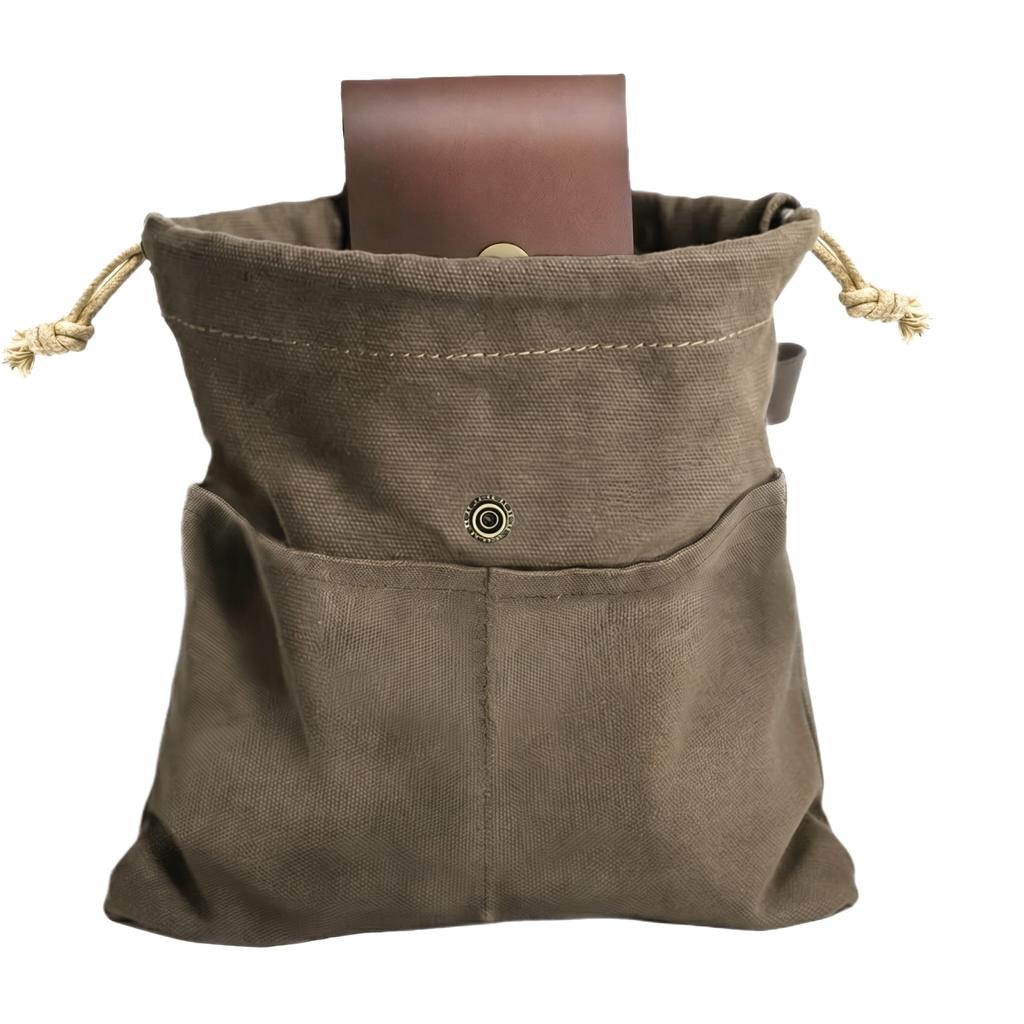 Borsa da Raccolta Pieghevole in Tela da Esterno con Coulisse, Sacca Portautensili da Vita per la Raccolta di Bacche, Sacca Resistente per Utilità e Conservazione per Campeggio, Escursionismo