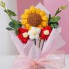 Teachers' Day Crochet Sunflower Bouquet with Eucalyptus Leaf Handmade Knitting Yarn Floral Decoration Home