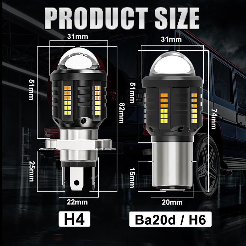 1 Stück H4 Motorrad Scheinwerferbirne Zweifarbig Weiß Gelb BA20D H6 CSP 3570 LED Scheinwerfer mit Angel Eye