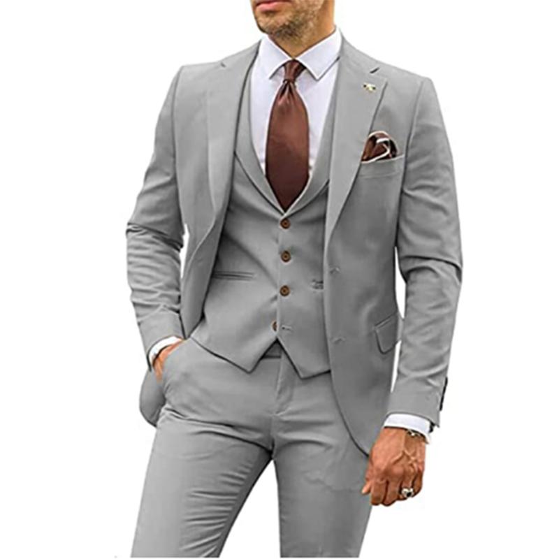 Completi Beige da Uomo 3 Pezzi Slim Fit Smoking da Sposo Abiti da Matrimonio Testimone dello Sposo Groomsmen Abito da Festa Formale Maschile