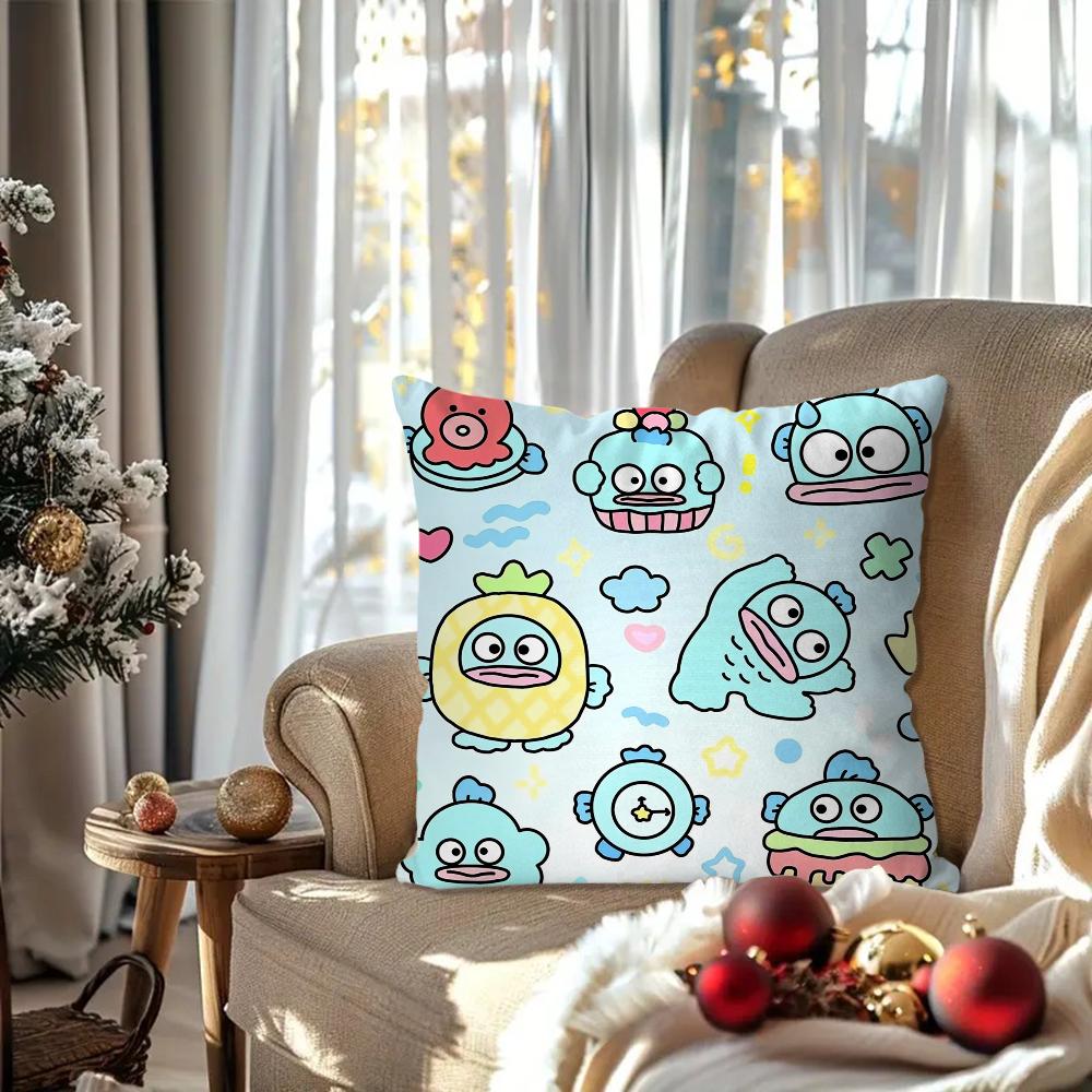 Cartoon Ugly Fish Animation Pillow Case Square Pillow Bedroom Sofa Leisure Comfort Cushion Car Living Room Home Decoration 40X40