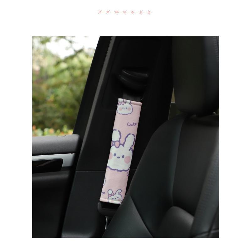 Cartoon Bunny Ice Silk Car Seat Belt Shoulder Pad Cover Anti Chafe Car Accessory